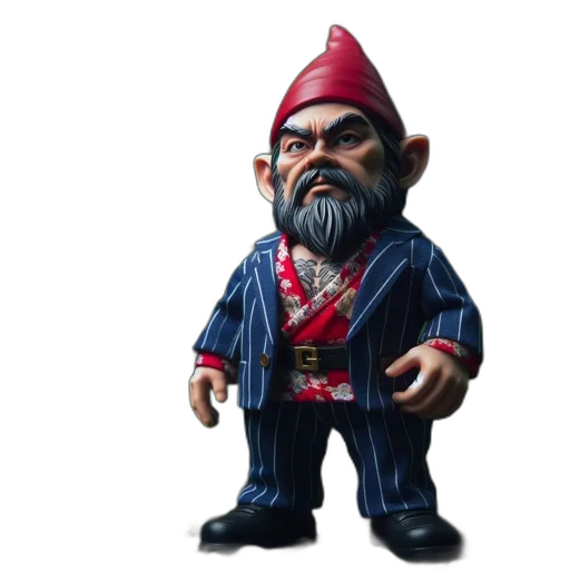 staff, 3d render, gnome, figurine, forest, dressed, pinstripe, suit transparent PNG cut-out