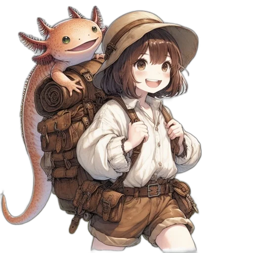 hat, dragon, animal, creature, concept art, fantasy art, anime, watercolor transparent PNG cut-out
