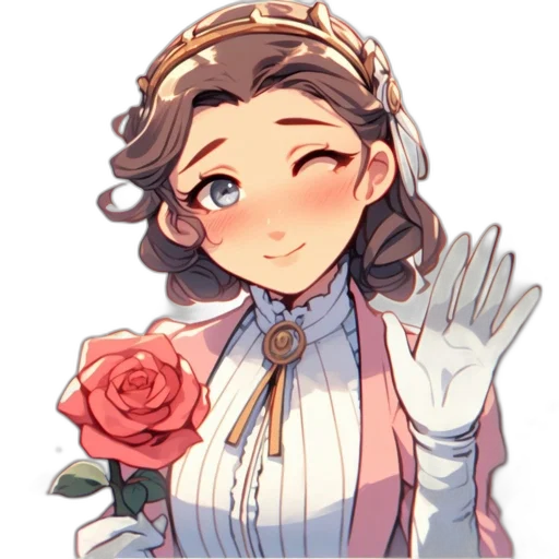 crown, staff, flower, anime, pixel art, fantasy art, cartoon, pastel transparent PNG cut-out