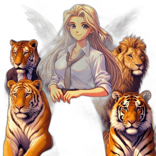 animal, fantasy art, pixel art, anime, concept art, forest, fire, animated transparent PNG cut-out