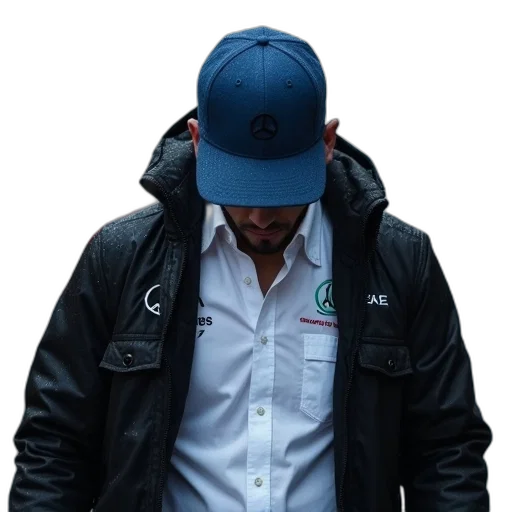 jacket, hat, staff, 3d render, blue, person, walking, rain transparent PNG cut-out