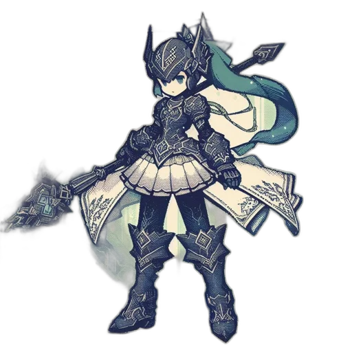 weapon, sword, staff, pixel art, concept art, fantasy art, anime, monochrome transparent PNG cut-out