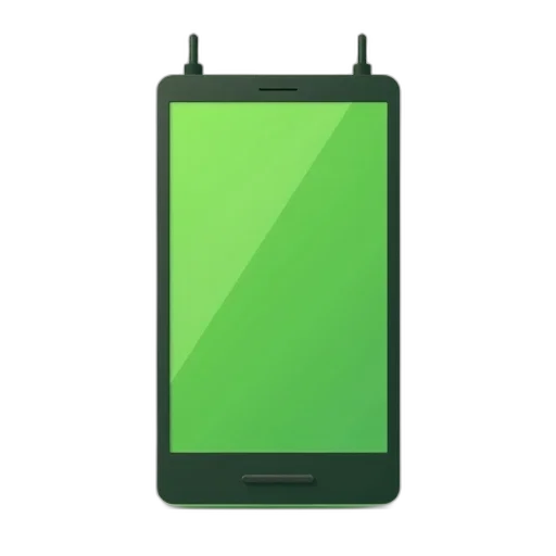 3d render, green, smartphone, icon, black, border, two, small transparent PNG cut-out