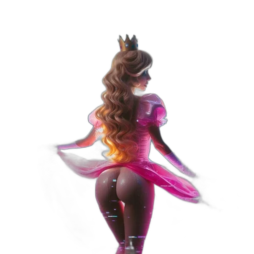 dress, crown, staff, hair, concept art, fantasy art, pixel art, 3d render transparent PNG cut-out