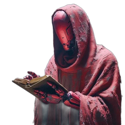 mask, creature, jacket, face, concept art, cyberpunk, 3d render, red transparent PNG cut-out