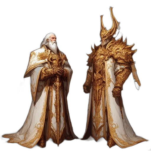 concept art, fantasy art, golden, old, man, long, white, beard transparent PNG cut-out