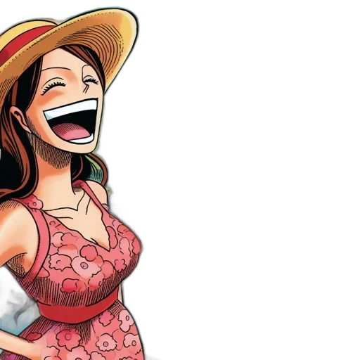 hat, dress, face, comic book art, cartoon, concept art, photorealistic, laughing transparent PNG cut-out