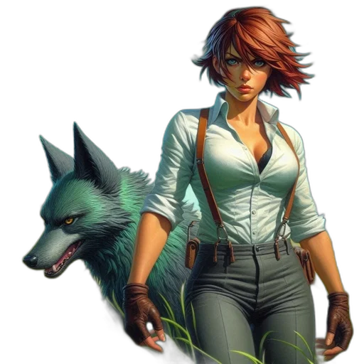 staff, animal, weapon, jacket, concept art, fantasy art, pixel art, cyberpunk transparent PNG cut-out