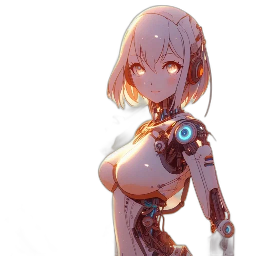 robot, weapon, dress, staff, cyberpunk, concept art, anime, fantasy art transparent PNG cut-out