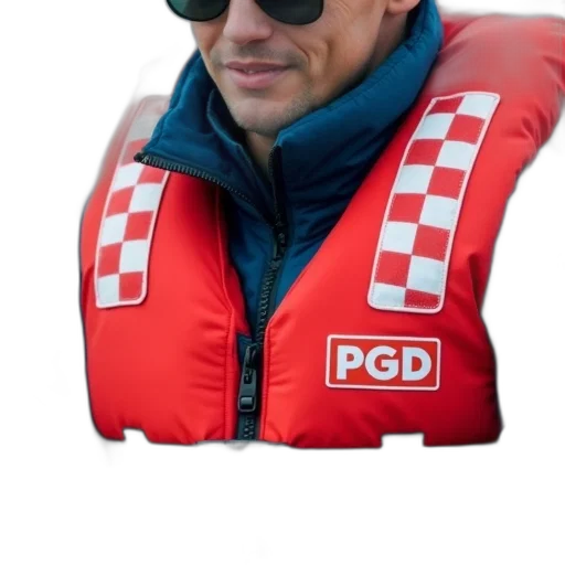jacket, face, staff, 3d render, photorealistic, person, wearing, red transparent PNG cut-out