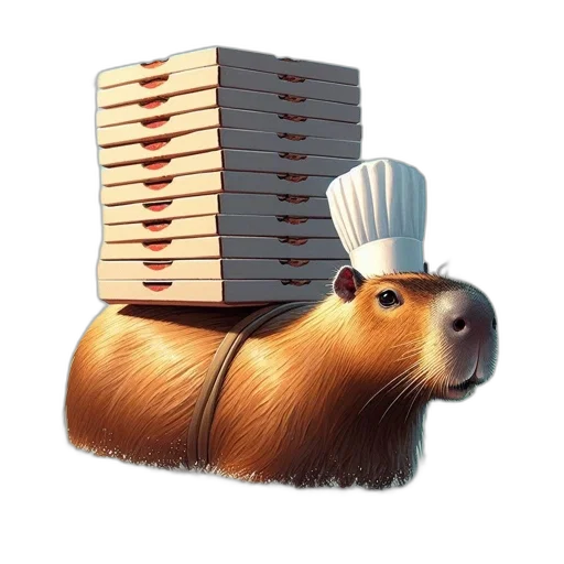 food, animal, staff, hat, 3d render, concept art, photorealistic, capybara transparent PNG cut-out
