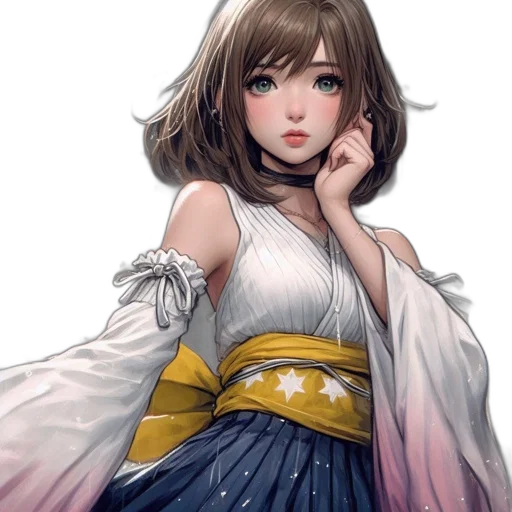 dress, staff, face, crown, fantasy art, anime, concept art, pixel art transparent PNG cut-out