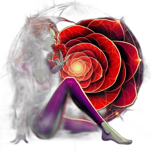 flower, fantasy art, concept art, photorealistic, watercolor, fire, red, colorful transparent PNG cut-out