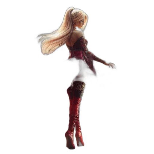 dress, hair, robot, 3d render, concept art, pixel art, fantasy art, red transparent PNG cut-out