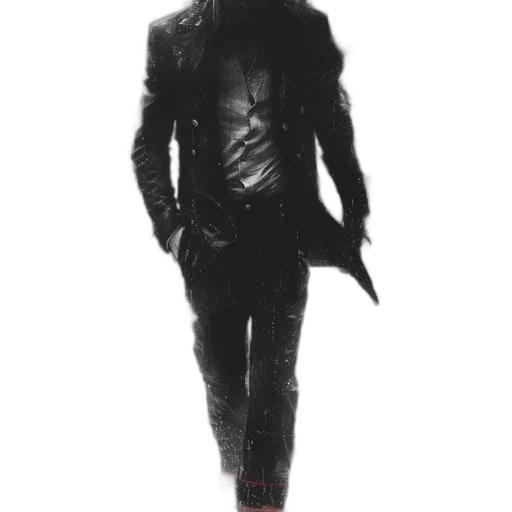jacket, creature, mask, sword, concept art, comic book art, fantasy art, 3d render transparent PNG cut-out