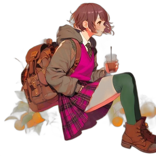 jacket, bottle, food, watercolor, concept art, pixel art, anime, city street transparent PNG cut-out