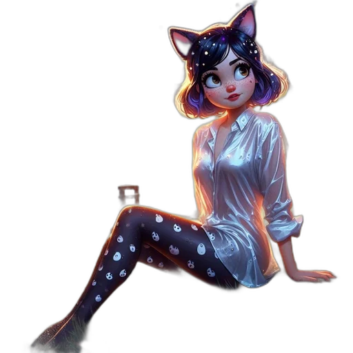 dress, staff, pixel art, concept art, fantasy art, comic book art, neon lights, outer space transparent PNG cut-out