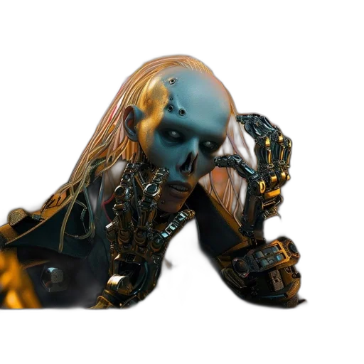 robot, mask, creature, jewelry, 3d render, concept art, cyberpunk, photorealistic transparent PNG cut-out