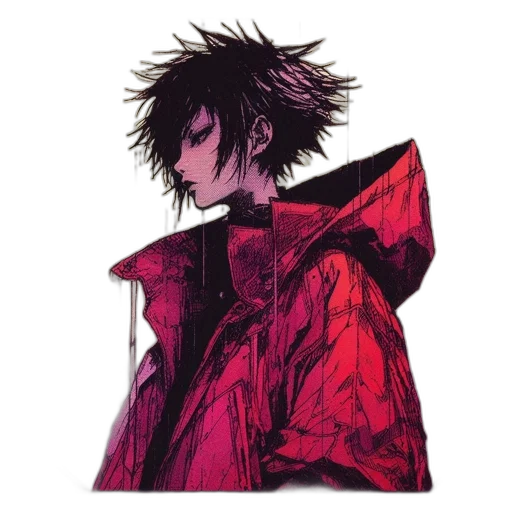 jacket, face, dress, creature, concept art, watercolor, cyberpunk, comic book art transparent PNG cut-out