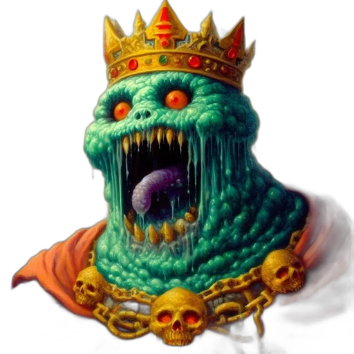 crown, staff, creature, concept art, fantasy art, pixel art, 3d render, melting transparent PNG cut-out