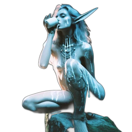 jewelry, creature, staff, dress, fantasy art, concept art, photorealistic, 3d render transparent PNG cut-out