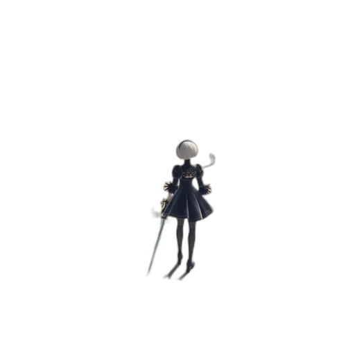 robot, dress, staff, creature, pixel art, 3d render, concept art, anime transparent PNG cut-out