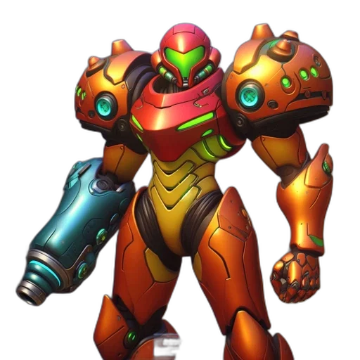 robot, weapon, concept art, 3d render, pixel art, screenshot, video, game transparent PNG cut-out