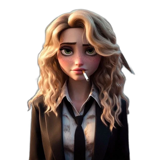 jacket, face, staff, hair, cartoon, concept art, comic book art, fantasy art transparent PNG cut-out