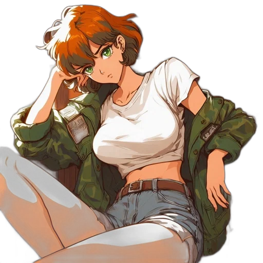 jacket, weapon, dress, anime, pixel art, concept art, cyberpunk, neon lights transparent PNG cut-out
