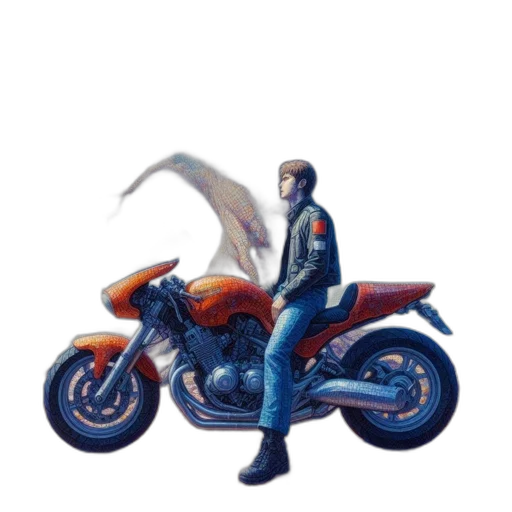 jacket, dragon, animal, weapon, concept art, pixel art, comic book art, photorealistic transparent PNG cut-out