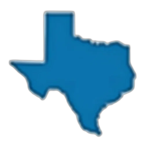 blue, stylized, illustration, state, texas, fill, color, outlined transparent PNG cut-out