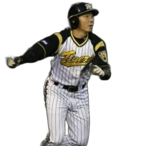 baseball, player, wearing, striped, uniform, word, tigers, holding transparent PNG cut-out