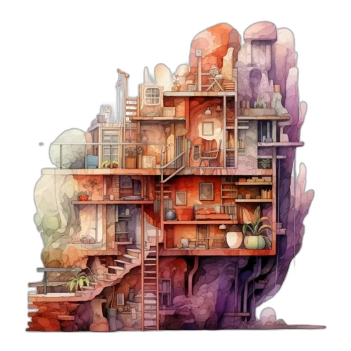 building, furniture, robot, concept art, fantasy art, pixel art, 3d render, city street transparent PNG cut-out