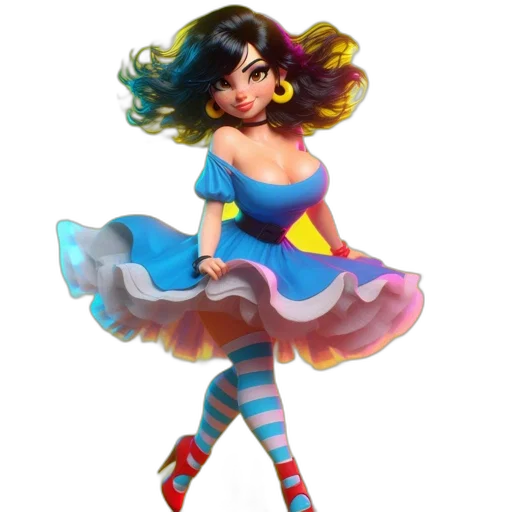 dress, concept art, 3d render, fantasy art, cartoon, colorful, animated, female transparent PNG cut-out