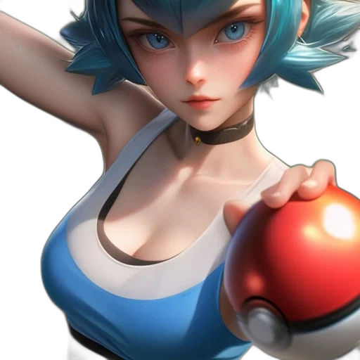concept art, 3d render, fantasy art, anime, blue, animated, character, hair transparent PNG cut-out