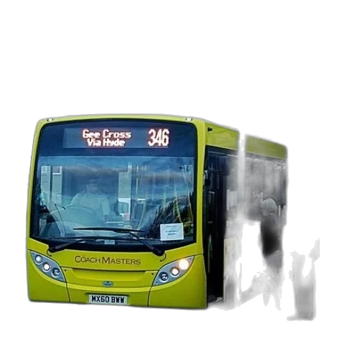 staff, 3d render, photorealistic, concept art, pixel art, yellow, bus, number transparent PNG cut-out