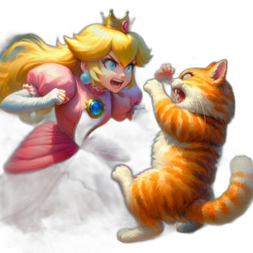 fantasy art, concept art, pixel art, watercolor, blonde, princess, fights, playfully transparent PNG cut-out