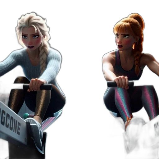concept art, comic book art, 3d render, pixel art, two, female, characters, gym transparent PNG cut-out