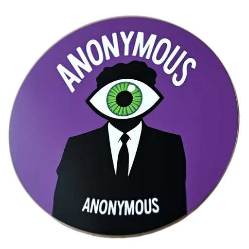 mask, circular, sticker, purple, background, featuring, silhouette, person transparent PNG cut-out