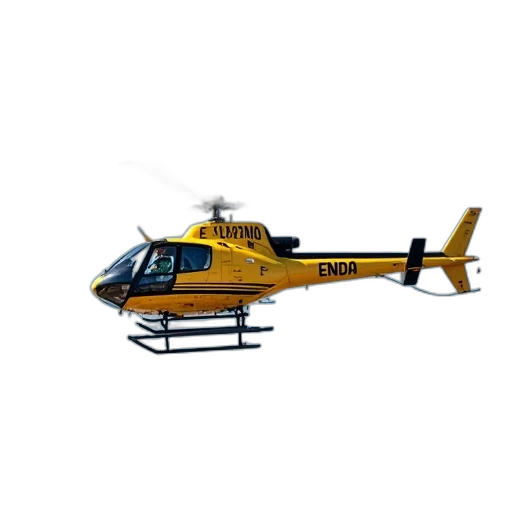 staff, 3d render, photorealistic, yellow, black, helicopter, number, side transparent PNG cut-out