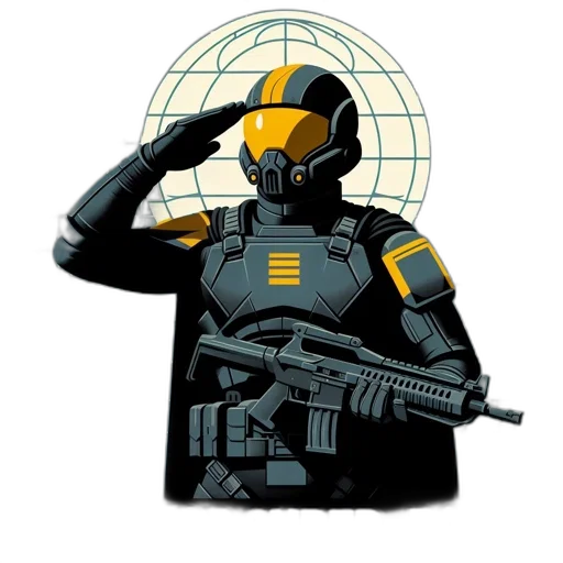 robot, weapon, staff, concept art, pixel art, comic book art, cyberpunk, outer space transparent PNG cut-out
