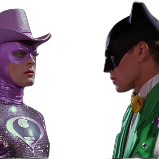 comic book art, two, stylized, masked, characters, face-off, room, brick transparent PNG cut-out