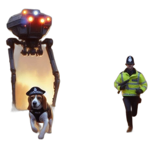 robot, animal, concept art, 3d render, cyberpunk, pixel art, neon lights, dystopian transparent PNG cut-out