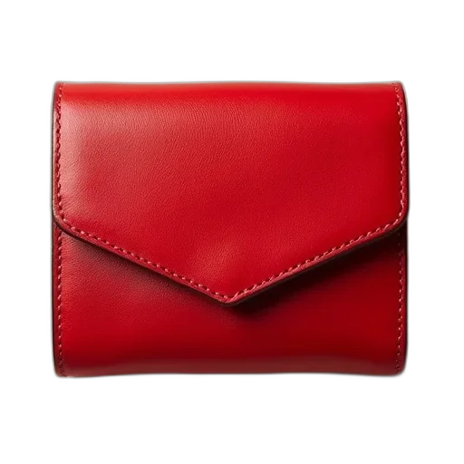 red, leather, wallet, smooth, finish, simple, design, featuring transparent PNG cut-out