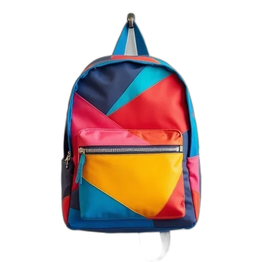 jacket, 3d render, colorful, neon, geometric-patterned, backpack, blue, handle transparent PNG cut-out