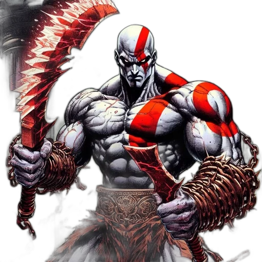 comic book art, concept art, fantasy art, red, muscular, man, forehead, marking transparent PNG cut-out