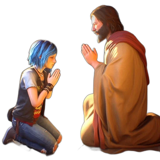 concept art, pixel art, 3d render, watercolor, blue, ancient, setting, woman transparent PNG cut-out