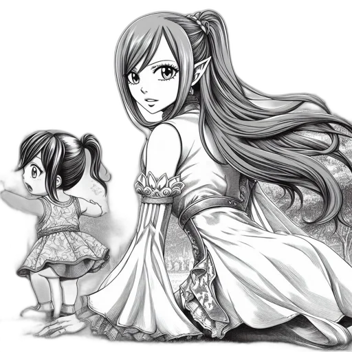 dress, crown, pencil sketch, anime, cartoon, concept art, monochrome, two transparent PNG cut-out