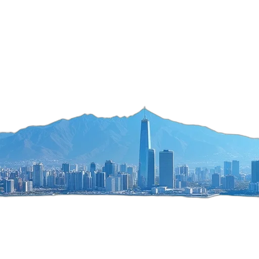 building, photorealistic, 3d render, concept art, vaporwave, blue, cityscape, large transparent PNG cut-out