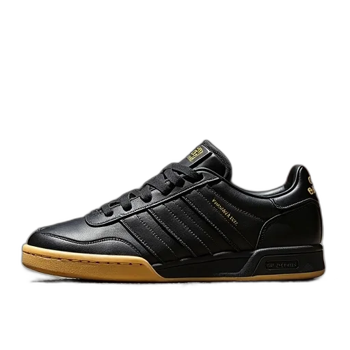 shoes, adidas, handball, trainers, black, gold transparent PNG cut-out